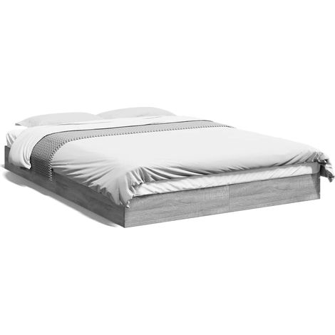 Maison Exclusive - Bettgestell Grau Sonoma 140x200 cm Holzwerksto (1/5)