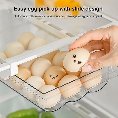 Boîte à Oeufs en Plastique, Plateau à œufs Pour Réfrigérateur, 18Grilles Tiroir à œufs, Boîte de Rangement Pour œufs Frais (1/4)