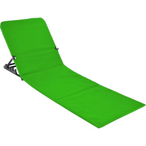 Strandmatte klappbar mit verstellbarer Rückenlehne - grün - Liegematte faltbar mit Tragegurt - Sonnenliege Gartenliege Sonnenmatte Liegematte für Garten Camping Picknick Reise Urlaub