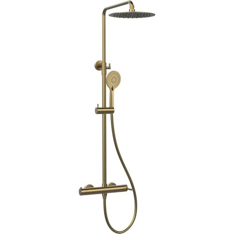 Sapho Iconic - Set de douche avec mitigeur, diamètre 25 cm, 3 jets, doré mat AF139GB (1/4)