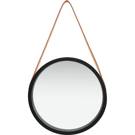 Maison Exclusive - Specchio da Parete con Cinghia 40 cm Nero (1/5)