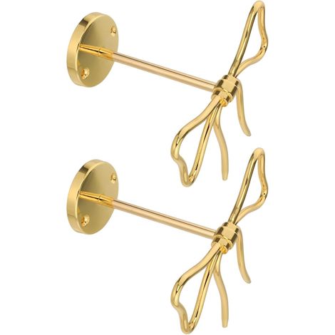 Lot de 2 Crochets Muraux en Alliage de Zinc Forme Nœud pour Rideaux, Supports Décoratifs Antidérapants, Fixation pour Salon Chambre Bureau, Embrasses Vintage Multifonctions (1/5)