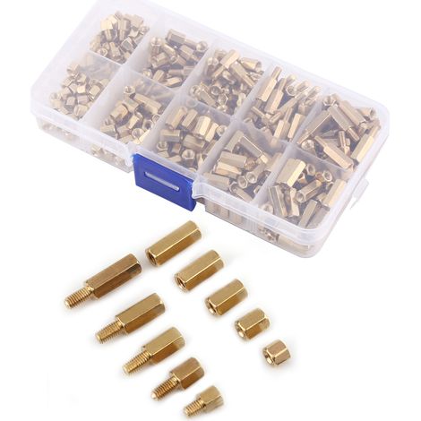 300 M3 Sechskant-Abstandshalter aus Messing, Außengewinde-Innengewinde und Innengewinde-Innengewinde, für Motherboards und DIY-Projekte