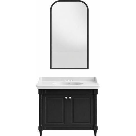 Mueble de baño JACOB DELAFON Cléo 1889 gris intenso + lavabo de 3 orificios + espejo (1/5)