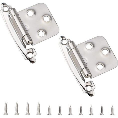 BEBUSINGOTO Bisagras para puertas, 1 par de bisagras para armarios, alacenas y puertas de guardarropa (plateadas) (1/5)