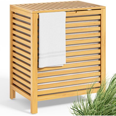 CASARIA® Bamboo Laundry Basket Removable Cotton Liner Ventilated Design to Prevent Odours Sturdy & Moisture-Resistant Ideal for Bathroom, Bedroom & More 1x (1/5)