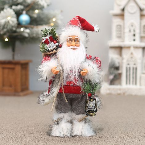 Santa Claus - 30 x 18 x 9 cm - En Tissu - Décoration De Noël Pour Intérieur - 1 Pièce (1/5)