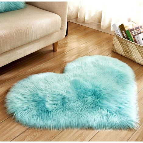 Tapis en fausse peau de mouton, coussin en fausse fourrure, décoration de canapé pour n° 29 (bleu clair, 30 x 40).
