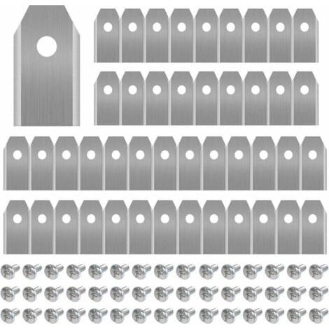 Cuchilla para cortacésped, 45 cuchillas de titanio para todos los robots cortacésped Husqvarn/Automower/Yardforce/Gardena (3 g - 0,75 mm) con 45 tornillos, cuchillas de repuesto para los modelos 105,  (1/4)