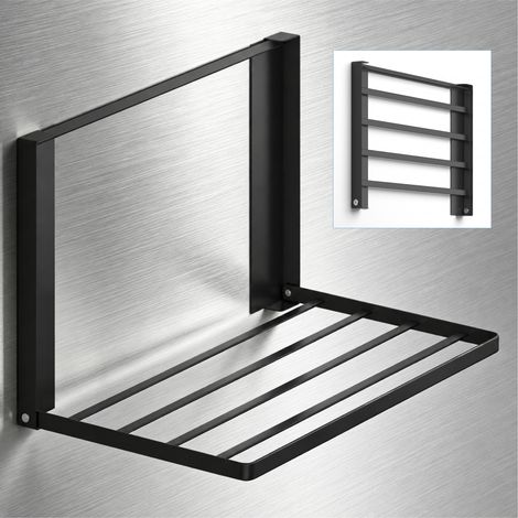 doporro Handtuchhalter ohne Bohren Handtuchhalter magnetisch selbstklebend und magnetisch Handtuchhalter Wand klappbar aus Metall als Magnet Regal Waschmaschine für Bad/Küche/Fliesen Matt Schwarz (1/5)