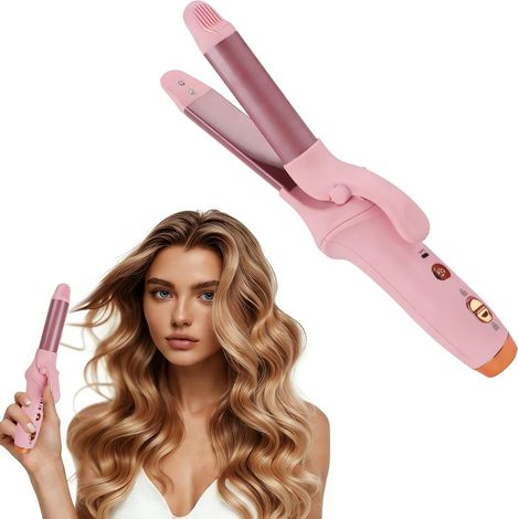 Mini Fer à Friser Sans Fil, 21,5 mm Mini Fer à Boucler Sans Fil, USB Rechargeable Fer à Boucler, Fer à Lisser Professionnel 2 en 1, Fer à Friser Portable avec 3 Réglages de Température (Rose) (1/5)