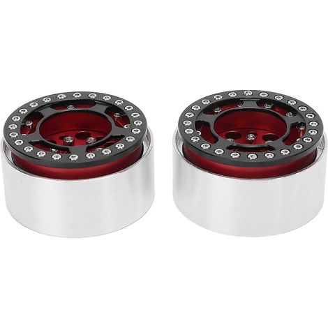Lot de 2 jantes Beadlock rouges en aluminium de 1,9 pouce pour crawlers RC - Usinées CNC (1/5)