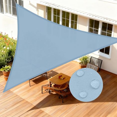 Voile d'ombrage Triangulaire Imperméable 3.6x3.6x3.6m Toile Ombrage avec 95% UV Protection pour Patio Extérieur Jardin Terrasse, Bleu