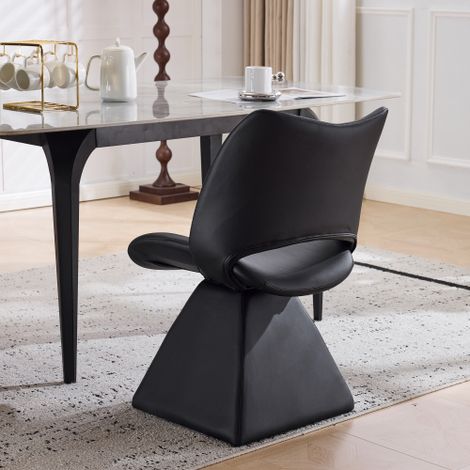 Chaise pivotante confort noire – Chaise moderne à dossier haut en similicuir – Idéale pour la salle à manger, le bureau à domicile et le salon (1/5)