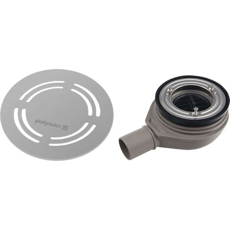 Polysan Flexia - Sifón de plato de ducha Geberit, diámetro 90 mm, DN40, tapa circular de acero inoxidable 17761