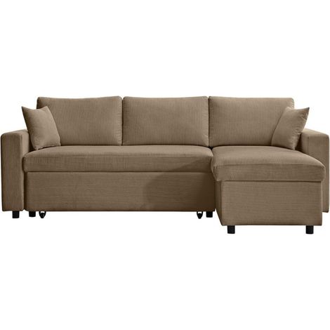 Canapé d'Angle Convertible "Zema" 227cm Taupe (1/5)