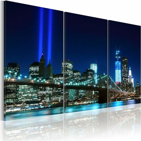 Tableau lumières bleues à new york - 120 x 80 cm