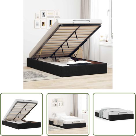 vidaXL Cadre de lit ottoman sans matelas noir 120x200 cm velours (1/5)
