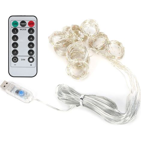 3x3 m lange Lichterkette mit 300 LEDs, USB-Anschluss, Kupferdraht, Fernbedienung, warmweiß, für Partys, Hochzeiten und als Vorhangdekoration (1/5)
