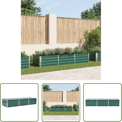 The Living Store Lit surélevé de jardin Acier galvanisé 240x80x45 cm Vert - Jardinière - Pot De Fleurs Extérieur - Bac À Plantation - Jardin Vertical - Décoration Jardin (1/5)