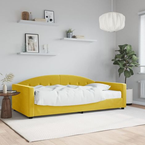 Lit de jour avec matelas - Canapé-lit avec matelas jaune 100x200 cm velours 174092 (1/5)