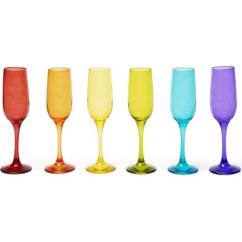Excelsa Varadero Set 6 Flute Multicolor, Vetro Soffiato Spruzzato, Capacità 250 Ml.