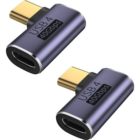CCYKXA 2er-Pack USB-C-Stecker auf Buchse, 90 Grad abgewinkelter Datenübertragungsadapter, kompatibel mit Samsung, MacBook und anderen USB-C-Geräten (1/5)
