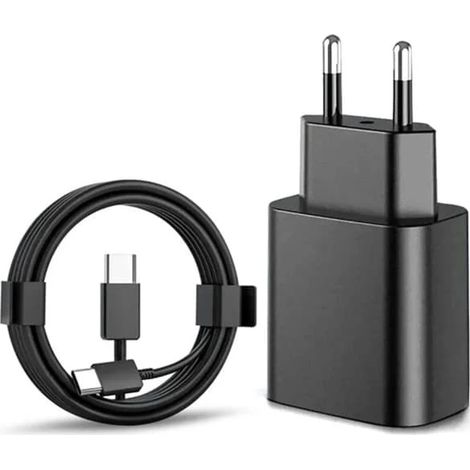 Offre spéciale : Chargeur rapide 45 W pour Samsung USB-C avec câble de 2 m, noir, 1 unité. Adaptateur de charge rapide pour téléphones Galaxy S22, S23 et Ultra.