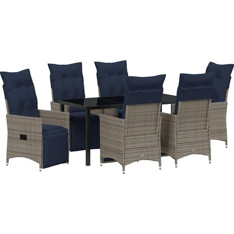 Maison Exclusive - Set di tavolo e sedie con cuscino 7 pcs Grigio Rattan in PE (1/5)