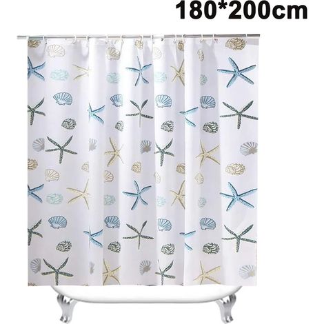 Cortina de Ducha Impermeable PEVA con Ganchos 180200CM Antimoho (1/5)