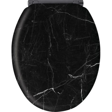 Centrale Brico – Abattant adulte pour WC en MDF effet marbre – Charnières métal graphite brossé – DÉCLIPSABLE – Soft close silencieux (1/6)