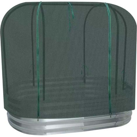 Carré potager en acier galvanisé surélevé avec filet de protection 120 x 60 x 110 cm