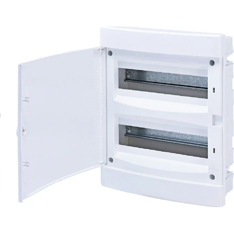 Coffret électrique ENCASTRE 24 modules 2 rangées avec porte pleine couleur Blanc