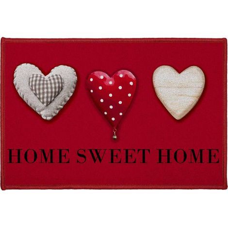 Tapis Déco Imprimé "Home Passion" 40x60cm Rouge