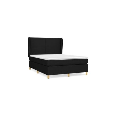 Sommier à lattes de lit avec matelas Noir 140x190 Tissu (1/5)
