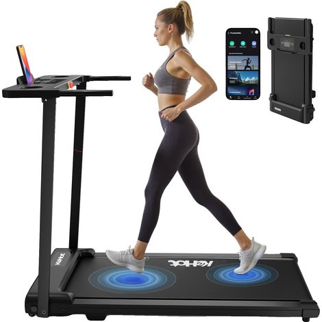 Tapis de course pliable, ceinture de course de 100 × 38 cm, entraînement électrique, moteur de pointe de 2,0 HP, plage de vitesse de 1-12 km/h, 12 programmes d'entraînement prédéfinis (1/5)
