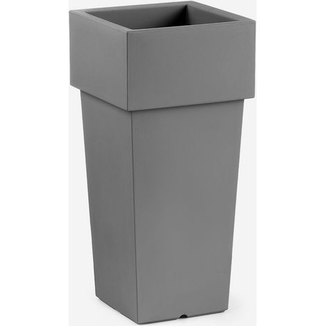 Vaso alto da esterno quadrato in polietilene 47x100cm Nova - Ferro (1/3)