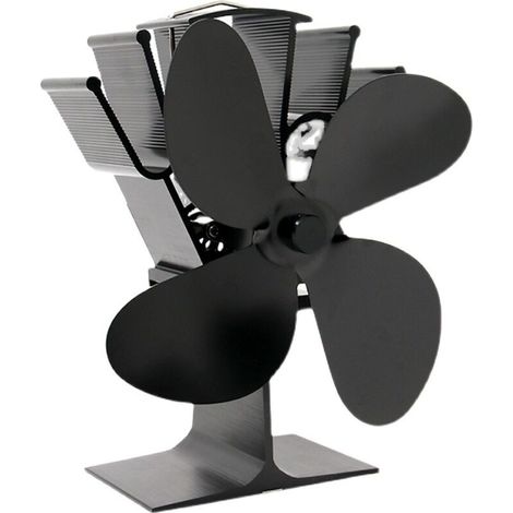 Improved 4-blade wood stove fan, heat-powered fireplace fan for wood stoves/fireplaces, quiet fan (black)--DTEKGAZ
