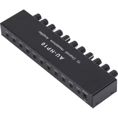 10-Kanal-Kopfhörerverstärker, 1 Eingang, 10 Ausgänge, Stereo-Audio-Splitter, unabhängige Steuerung, 12 V DC (1/5)