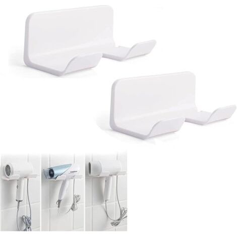 Support pour sèche-cheveux (pièces), support pour sèche-cheveux sans perçage, support mural pour sèche-cheveux, organisateur de rangement pour sèche-cheveux, support pour sèche-cheveux en plast (1/5)
