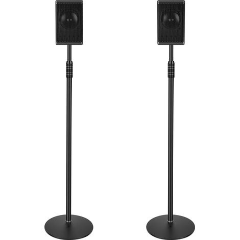 Supports pour Enceintes, Supports pour Enceintes Satellites et Autres Petites Enceintes, Hauteur réglable de 83,8 cm à 121,9 cm, supporte jusqu'à 2,7 kg, HD-718, Lot de 2 (Noir) (1/5)