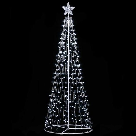 Wisdom albero decorativo di Natale con struttura in metallo a cono altezza 2 metri con 480 luci a led reflex 5 mm bianco freddo con 60 led ad intermittenza bianco ghiaccio per interno ed esterno giard (1/5)