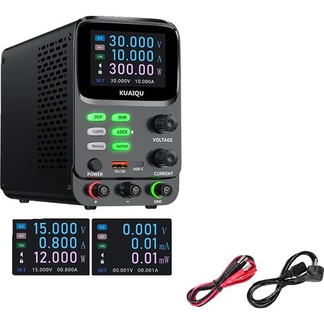 Fuente de alimentación ajustable, función de doble curva, pantalla de 5 dígitos, 30 V 10 A, enchufe europeo de 220 V. (1/2)