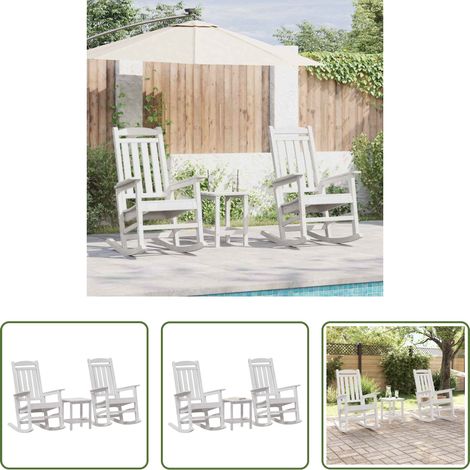 Chaise de jardin - Chaise à bascule 3 pcs Blanc Polyéthylène (1/5)