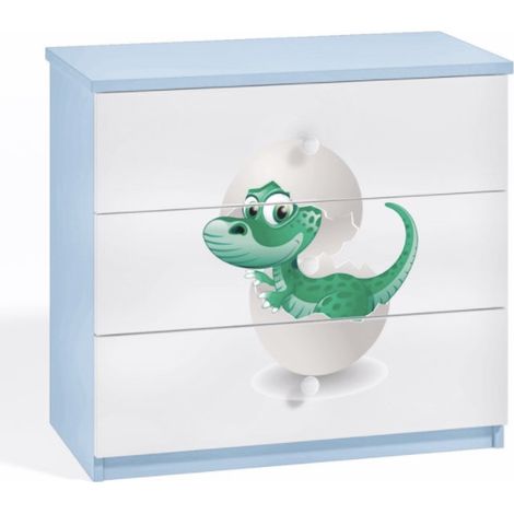 Commode enfant bleue petit dinosaure 80cm