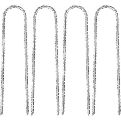 Piquet de Fixation, 4 Pièces 27cm Sardines de Fixation, 8mm Piquets de Fixation, Agrafe Toile Paillage, Piquets de Jardin Convient pour Fixation de Balançoires Tentes Clôtures (1/5)