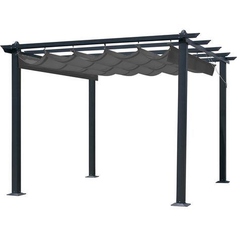 Seville Gazebo Outdoor Garden BBQ Shelter, Party Tent, Slate Grey with Retractable Canopy - L300 x W300 x H260 cm - Grey