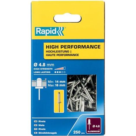 Rapid High Performance Rivets 4.8 x 20mm – Heavy-Duty Aluminum Fasteners, Pack of 250