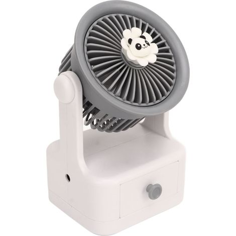 Wiederaufladbarer USB-Tischventilator, verstellbarer Winkel, niedlich, tragbar und multifunktional, ideal für Büro und Reisen (grau und weiß). (1/4)