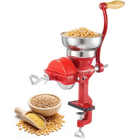 Getreidemühle Manuell aus Gusseisen, Handkurbel Kornmühle mit Niedrigem Trichter & Tischklemme, Malzmühle Kaffeemühle Gewürzmühle für Kaffeebohnen Gewürze Weizen Mais, Inkl. Staubschutzhaube (1/5)